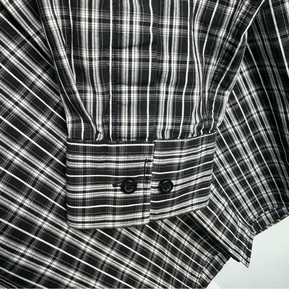 MEXX Men's Semi-Slim Fit Coupe Semi-Adjustee Button Up Shirt Black White Size L - Picture 5 of 9